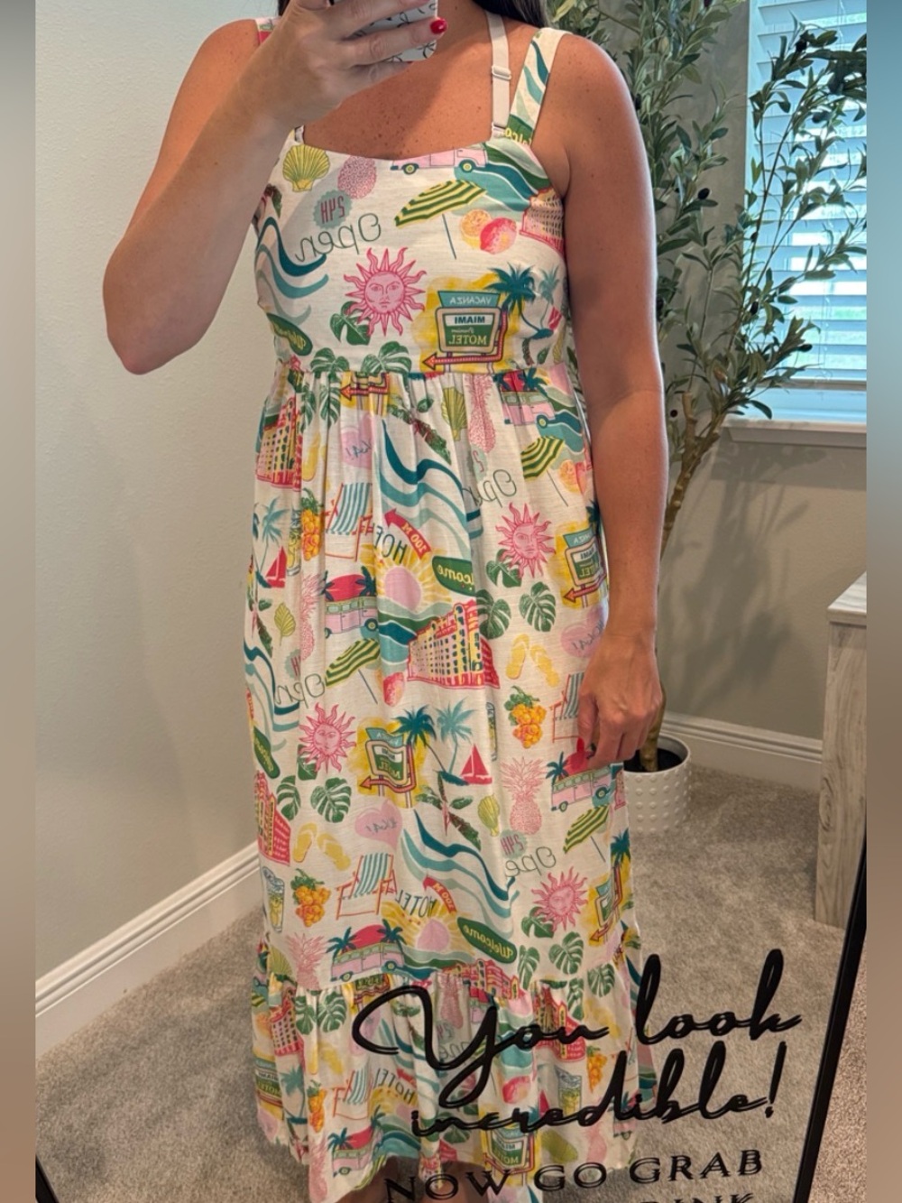 Tropical Print Maxi Sundress - Multicolor